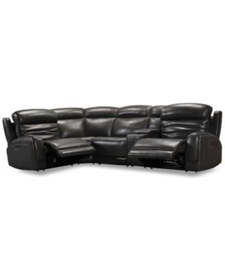 CLOSEOUT! Winterton 5-Pc. Leather Sectional Sofa With 2 Power Recliners, Power Headrests, Lumbar, Console & USB Power Outlet