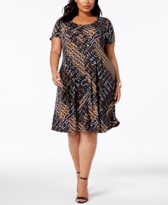 NY Collection - Plus Size Printed Fit & Flare Dress