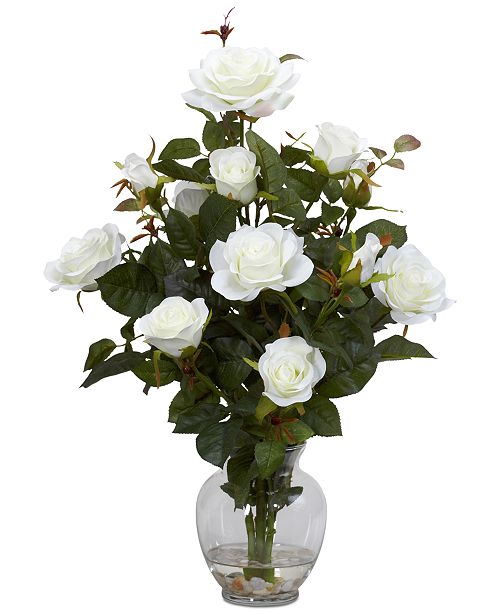 Nearly Natural Rose Artificial Flower Arrangement In Vase