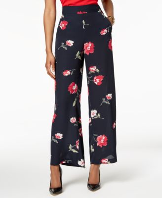 Nine West - Floral-Print Wide-Leg Pants