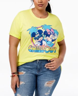 Disney Trendy Plus Size Mickey & Minnie Checkerboard Print T-Shirt - Macy's