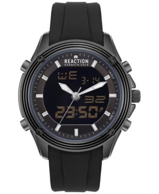 Kenneth Cole Reaction - Men's Analog-Digital Reaction Black Silicone Strap Watch 46mm