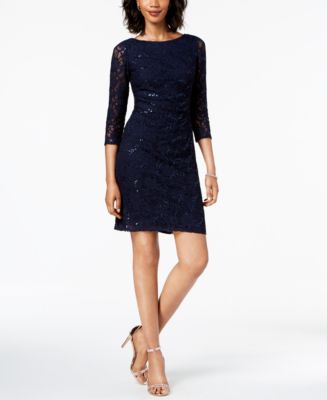 Jessica Howard Petite Lace Sequin Sheath Dress - Macy's