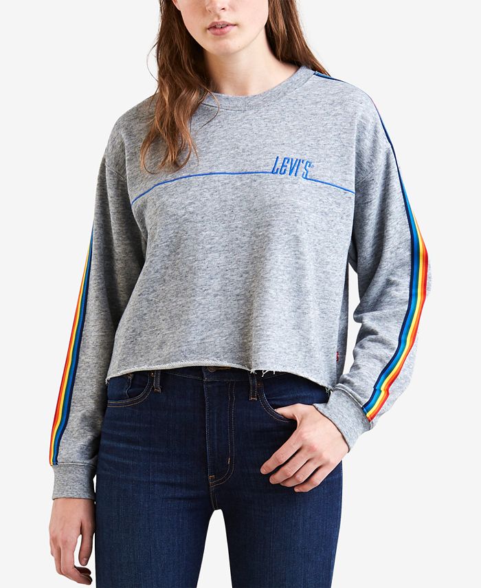 Sweatshirts Female Hoodie Rainbow Striped Crop Sweatshirt Ho