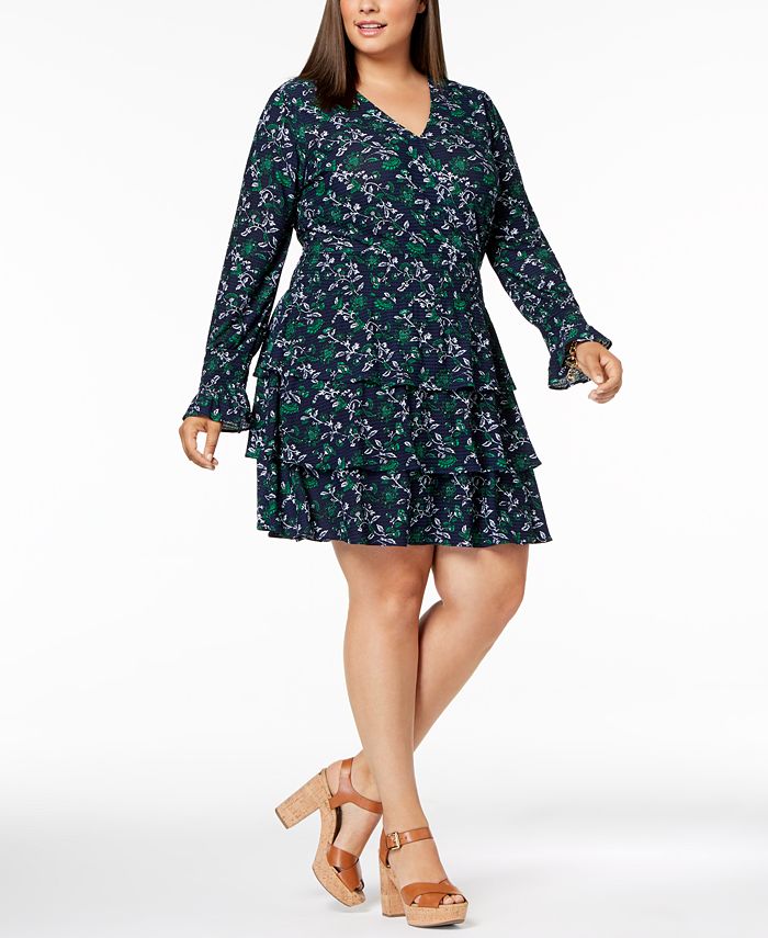 Michael Kors Plus Size Tiered Dress & Reviews - Dresses - Plus Sizes -  Macy's