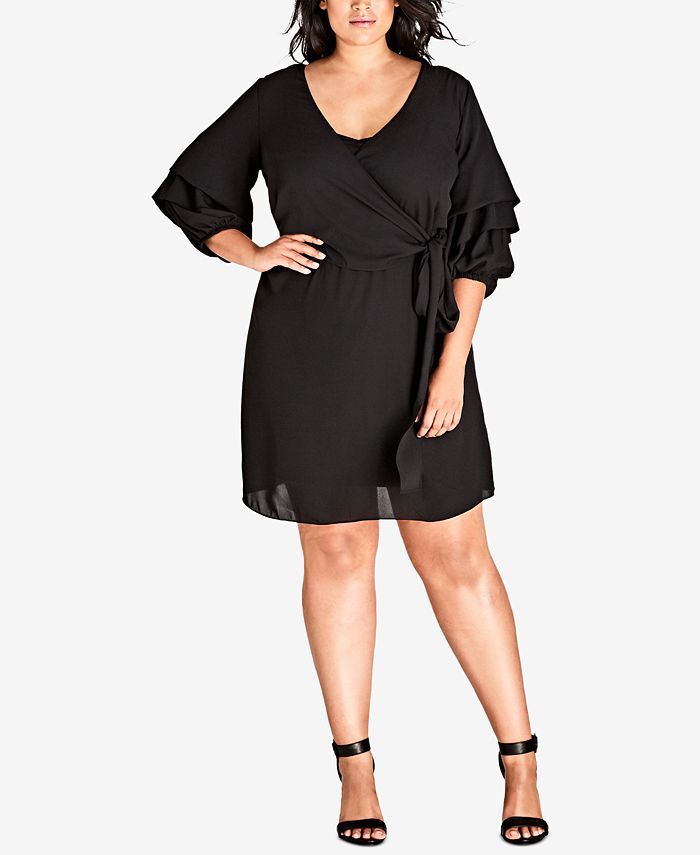 City Chic Trendy Plus Size Sleeve Crush Wrap Tunic - Macy's