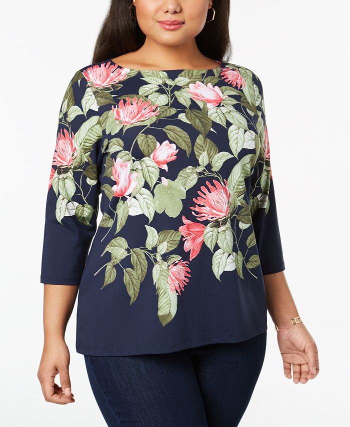 Charter Club Plus Size Floral-Print Top, Created for Macy's - Macy's
