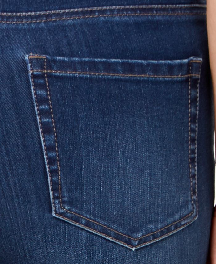 Charter Club Women's Tummy Control Frayed Cuff Skinny Jeans Blue Size 18