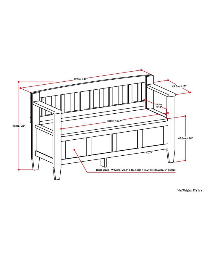 Simpli Home Winslow Entryway Storage Bench Macy's