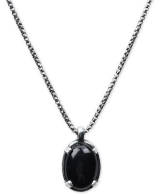 DEGS & SAL - Men's Black Onyx (20 x 32mm) 24" Pendant Necklace in Sterling Silver (Also in Manufactured Turquoise)