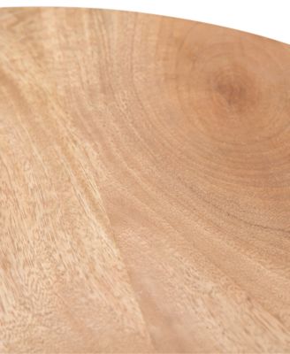 17.5" Demy Natural Solid Mango Wood and Black Metal Wide Industrial Accent Table