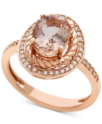 Morganite (1-1/2 ct. t.w.) & Diamond (1/5 ct. t.w.) Ring in 14k Rose ...