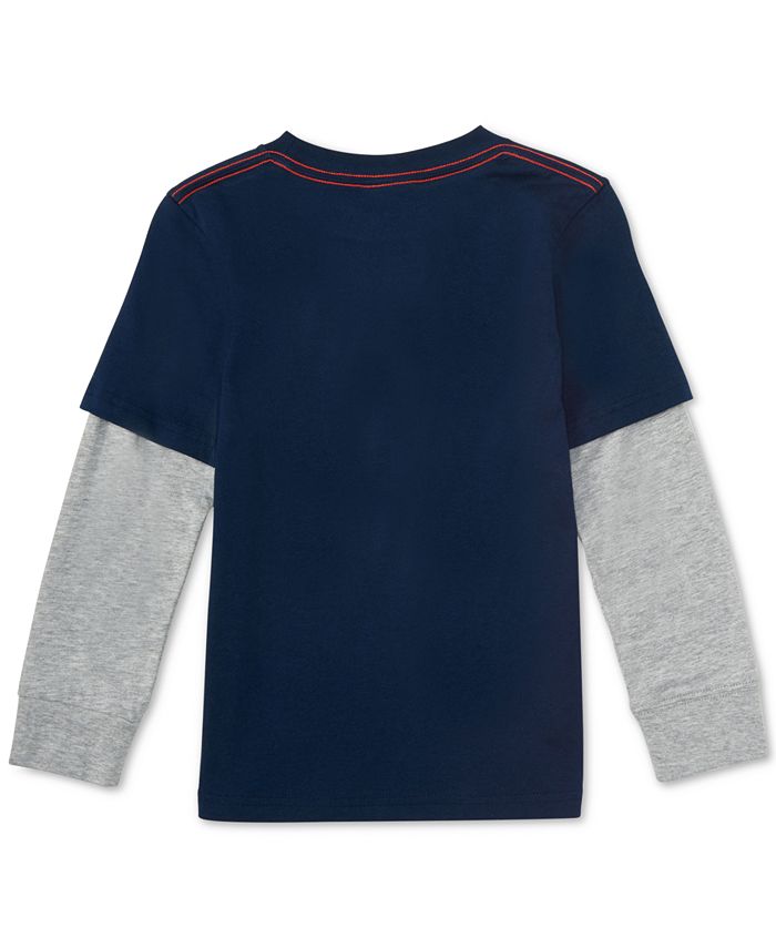 adidas Little Boys Layered-Look Helmet-Print Cotton T-Shirt - Macy's