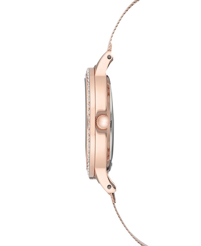 Anne Klein Women's Rose Gold-Tone Stainless Steel Mesh Bracelet Watch ...