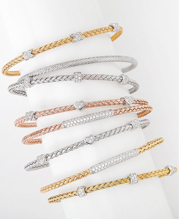Giani Bernini X CZ Weave Bangle Stack Bracelet in Sterling Silver, Gold ...