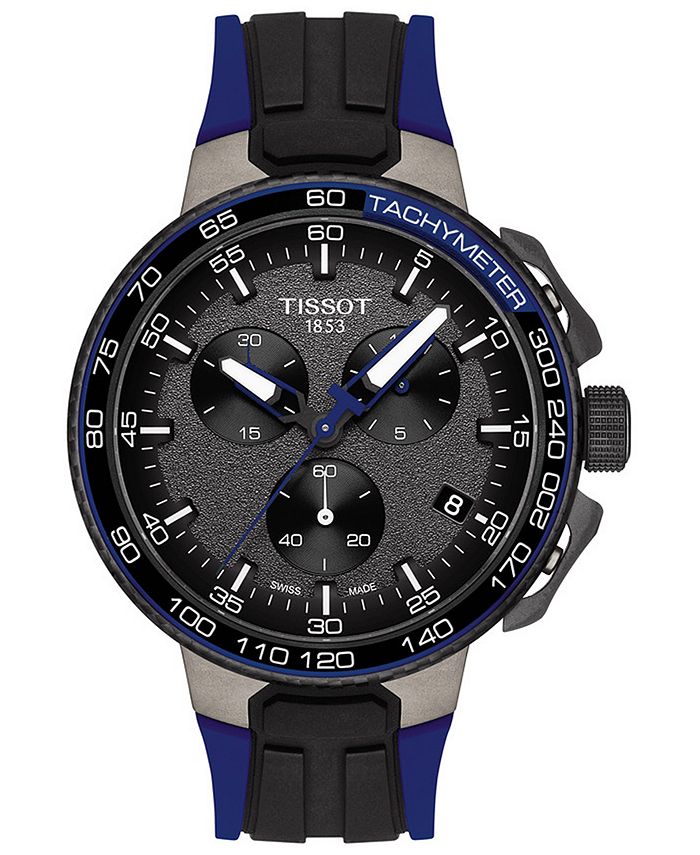 Tissot - Men's Swiss Chronograph T-Sport T-Race Cycling Blue & Black Silicone Strap Watch 45mm