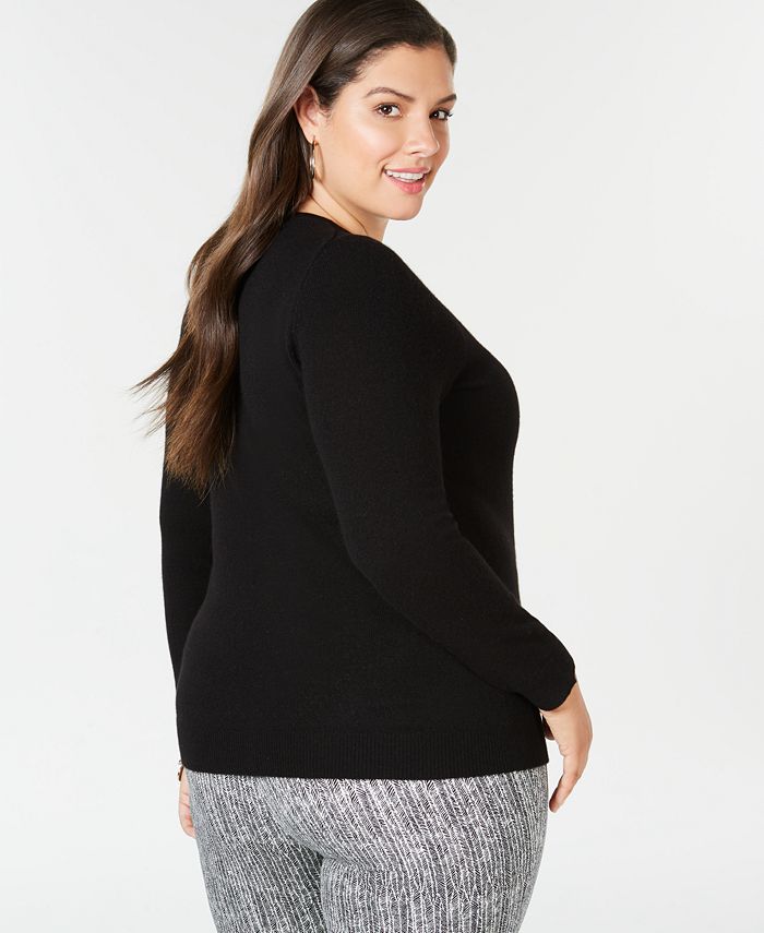 Charter Club Plus Size Pure Cashmere Crewneck Sweater, Created for Macy ...