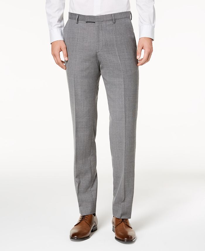 Hugo Boss HUGO Men's Modern-Fit Light Gray Patterned Suit Pants ...