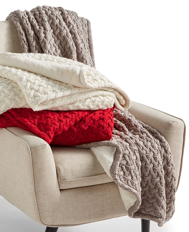 Martha Stewart Collection Sweaterknit Lattice Reversible 50" x 60" Faux