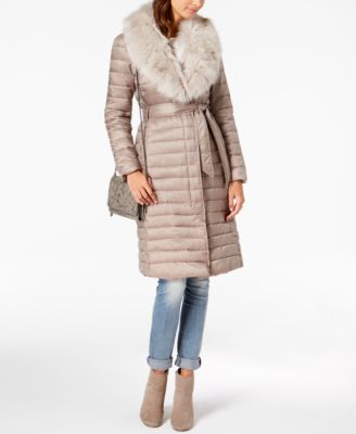 tahari faux shearling puffer jacket