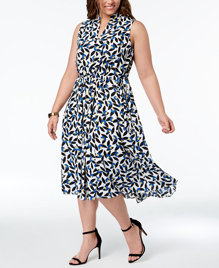 Anne Klein Plus Size Printed Fit & Flare Dress & Reviews - Dresses ...