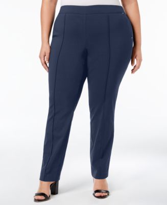 JM Collection Plus Size Straight-Leg Pull-On Pants, Created for Macy's ...