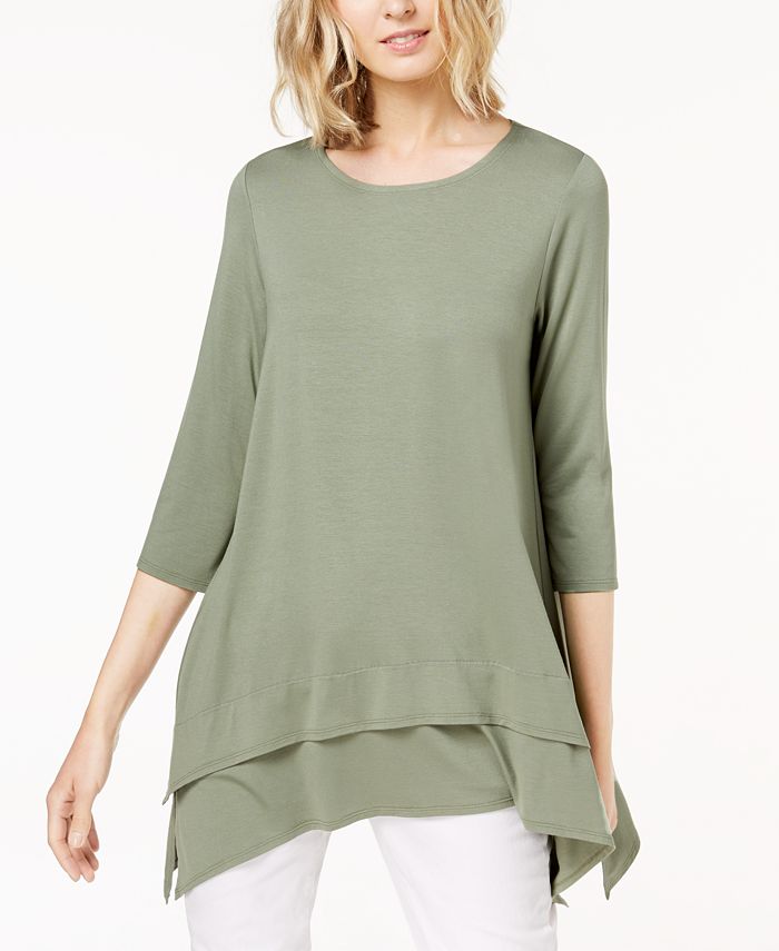 Eileen Fisher Stretch Jersey 3/4-Sleeve Top, Created for Macy's - Macy's