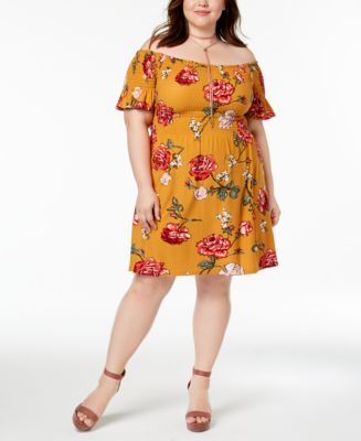 Planet Gold Trendy Plus Size Off-The-Shoulder Dress - Macy's