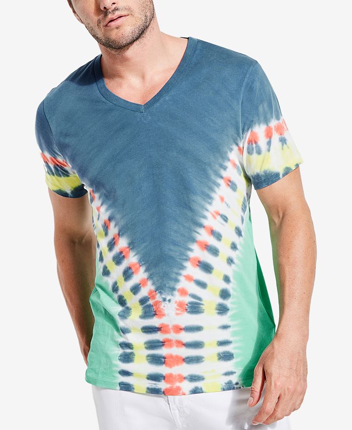 GUESS Men's Tie-Dye V-Neck T-Shirt - Macy's