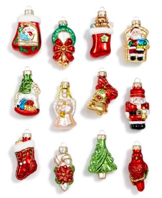 Holiday Lane Glass Christmas Cheer Icon Mini Ornaments, Set of 12 ...