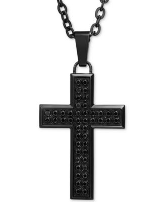 Men's Black Sapphire Square Cross 22