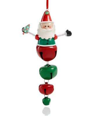 Holiday Lane - Santa with Iron Jingle Bell Dangles Ornament