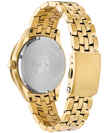 Citizen - Men's Eco-Drive Corso Diamond-Accent Gold-Tone Stainless Steel Bracelet Watch 41mm