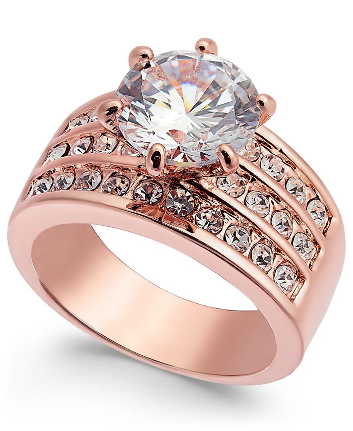 Charter Club Rose Gold-Tone Crystal Triple-Row Ring, Created for Macy's ...