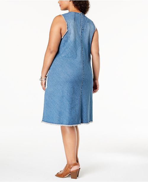 Style & Co Plus Size Cotton RawHem Denim Swing Dress, Created for Macy