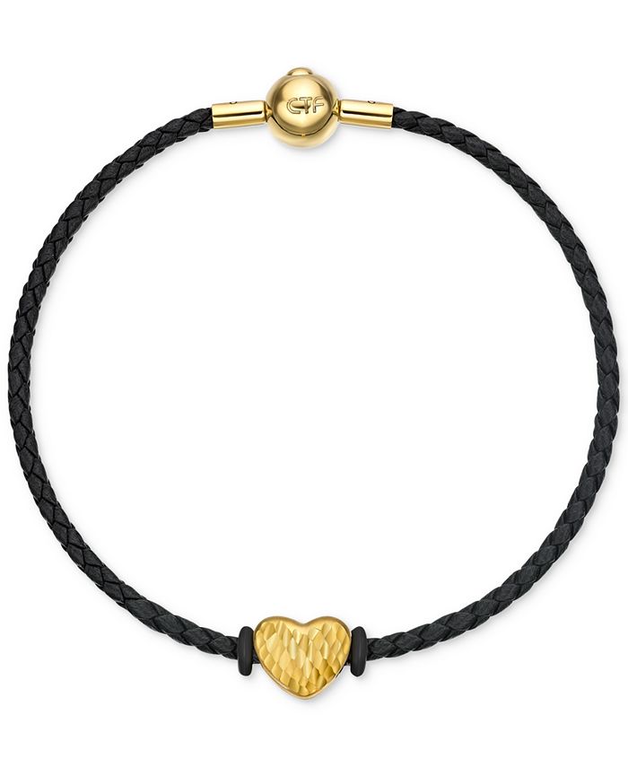 Chow Tai Fook Textured Heart Braided Bracelet in 24k Gold - Macy's