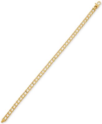 Italian Gold - Polished Railroad Link Chain Bracelet in 14k Gold