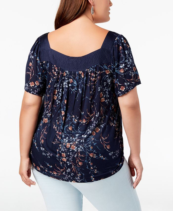 Lucky Brand Trendy Plus Size Floral-Print Top - Macy's