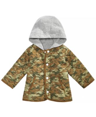 First Impressions - Baby Boys Layered-Look Printed Hooded Jacket