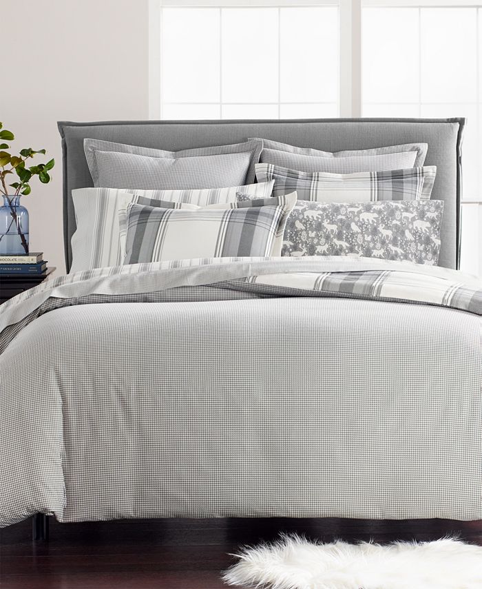 Martha Stewart Collection CLOSEOUT! Grayscale Plaid Cotton Flannel Full