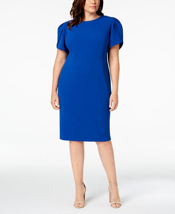 Calvin Klein Plus Size Puff-Sleeve Sheath Dress - Macy's