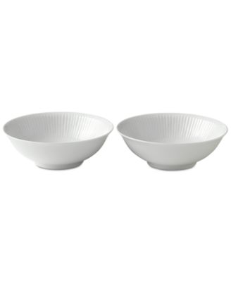 White Fluted Cereal Bowls, Set of 2