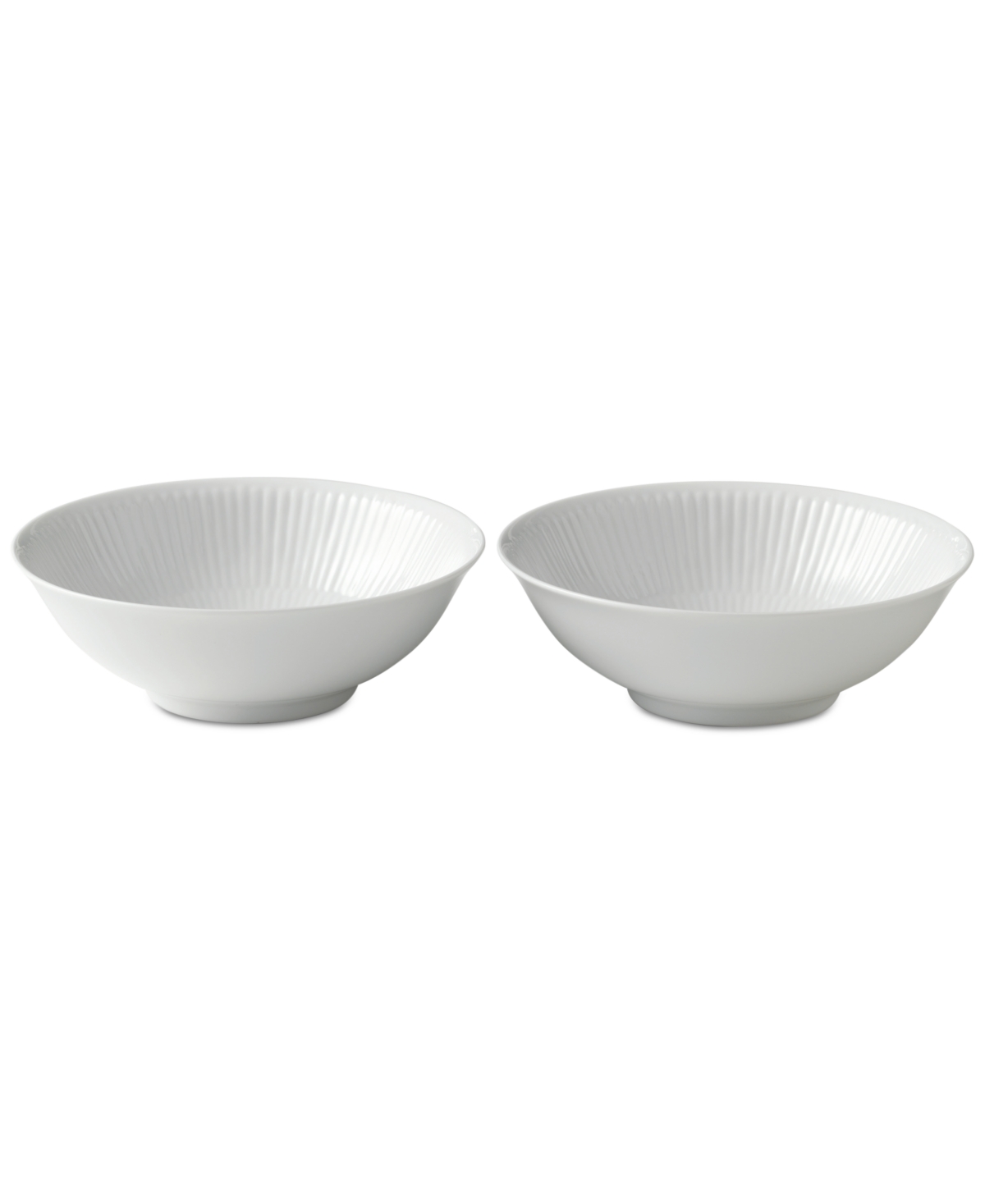 White Fluted Cereal Bowls, Set of 2 - White