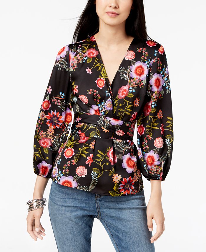 INC International Concepts I.N.C. FloralPrint Wrap Top, Created for