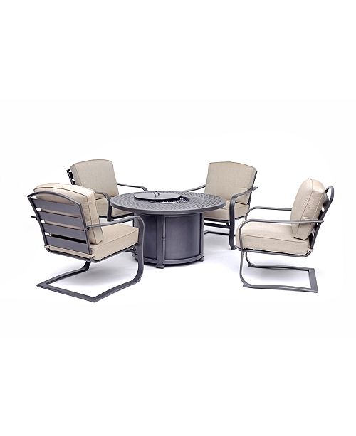 Vintage Ii 5 Pc Round Fire Pit Chat Set With Sunbrella Cushions 1 Firepit 4 Chairs Created For Macy S