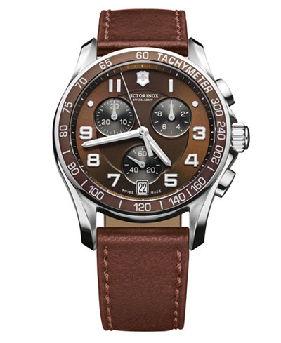Victorinox Swiss Army Watch, Men's Chronograph Brown Leather Strap 241498