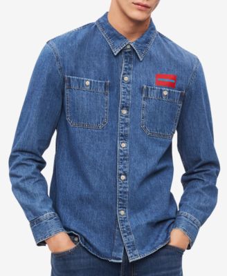 calvin klein men's denim shirt