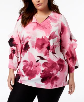 Alfani Plus Size Printed Cap Sleeve Top