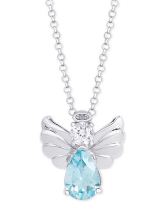 blue topaz angel necklace