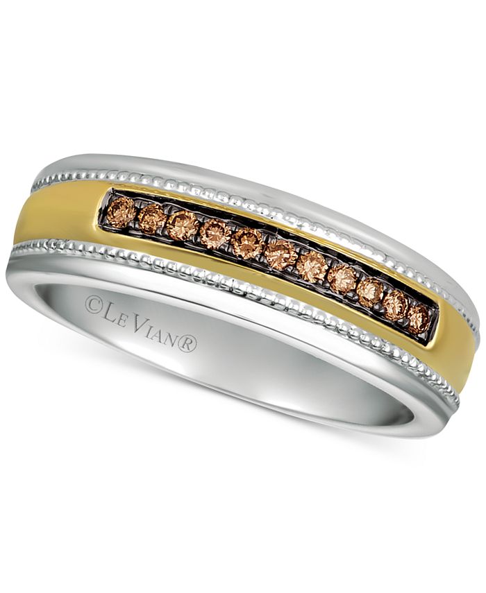 Le Vian - Men's Diamond Two-Tone Ring (1/5 ct. t.w.) in 14k Gold & White Gold
